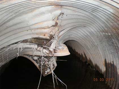 Crushed and punctured culvert