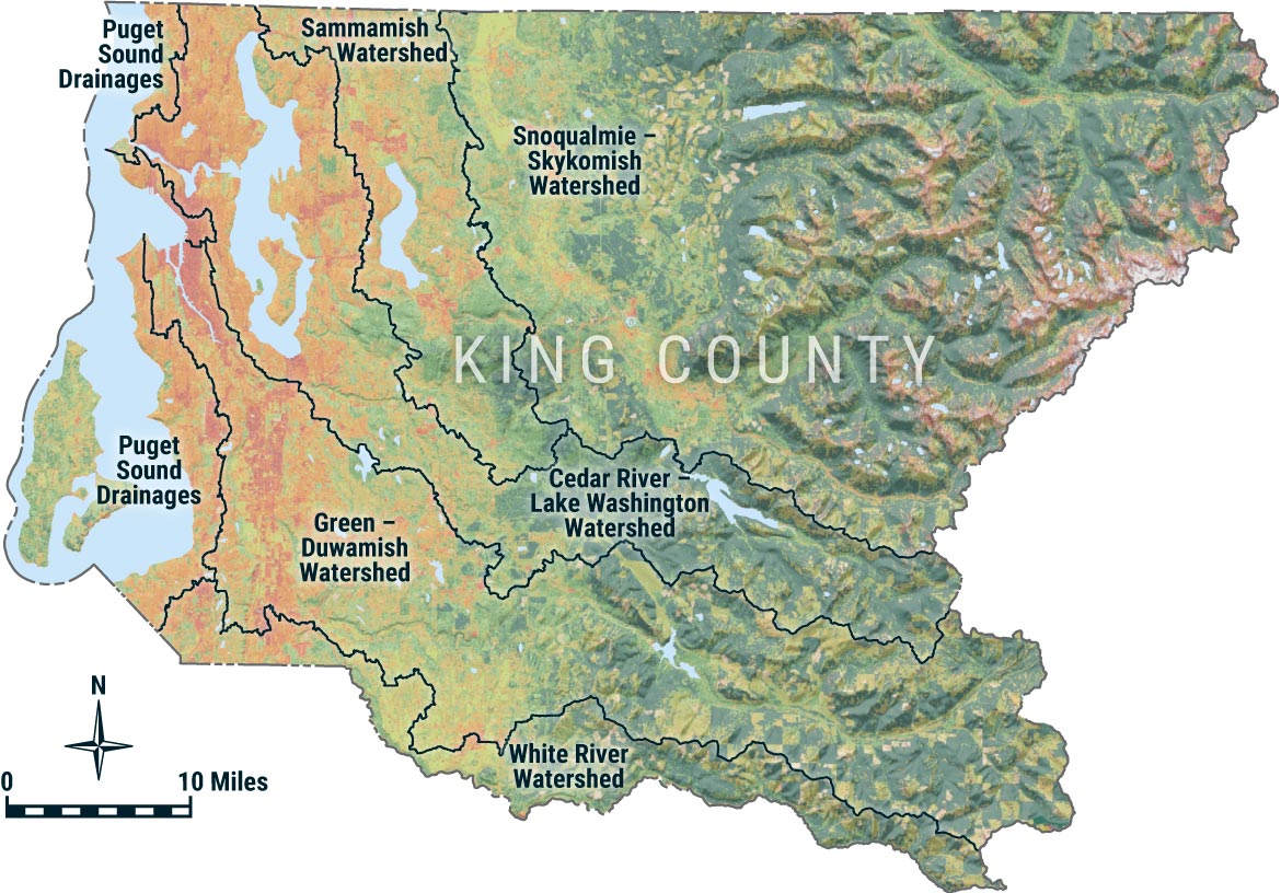 Lakes, rivers, streams, and watersheds King County, Washington