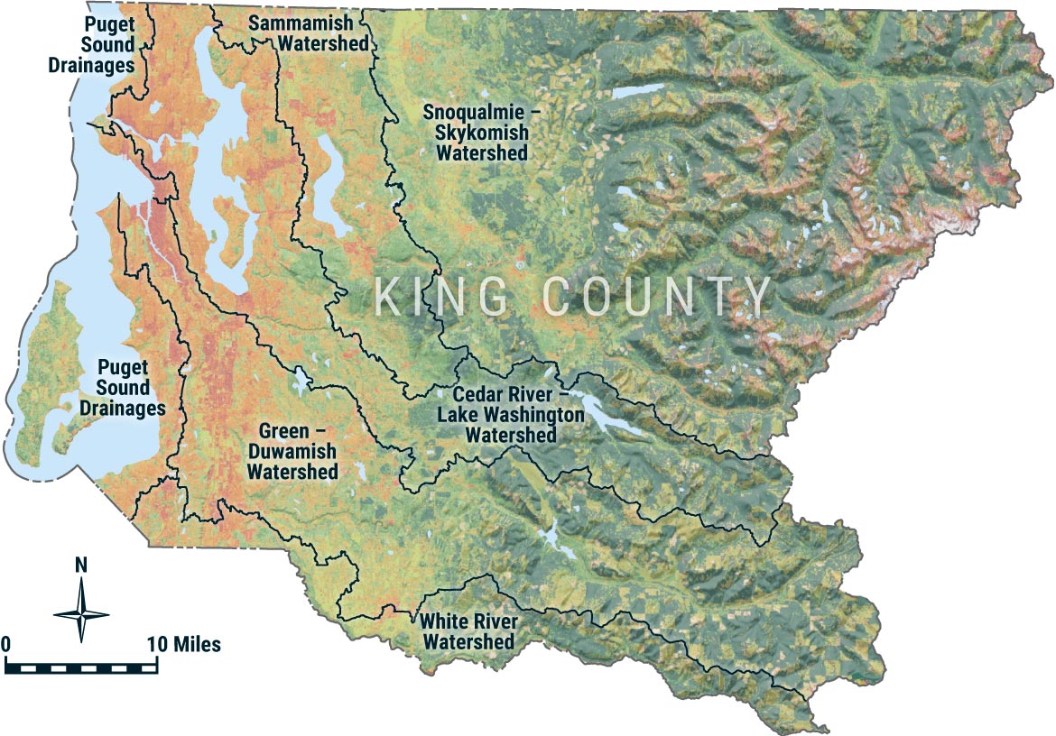 King County map of watersheds