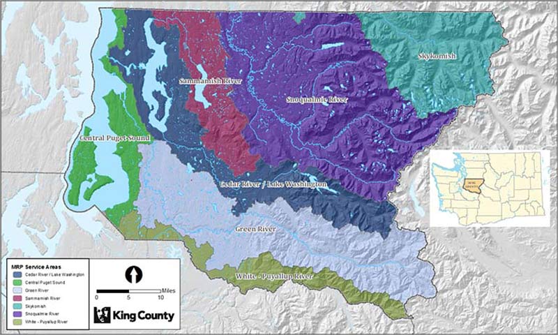 Map of King County Mitigation Reserves Program Service Areas