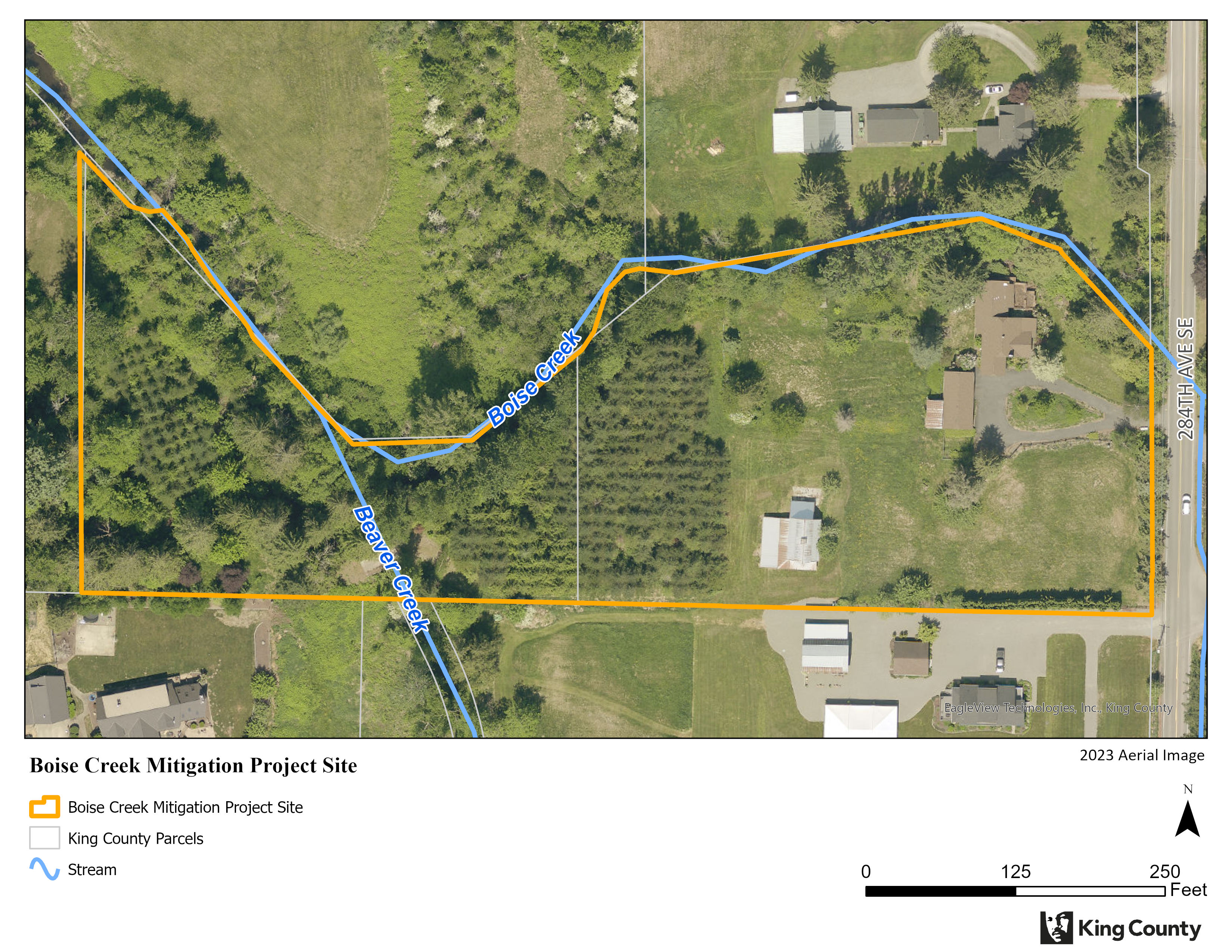 Boise Creek Mitigation Project Pre-Construction Property Map