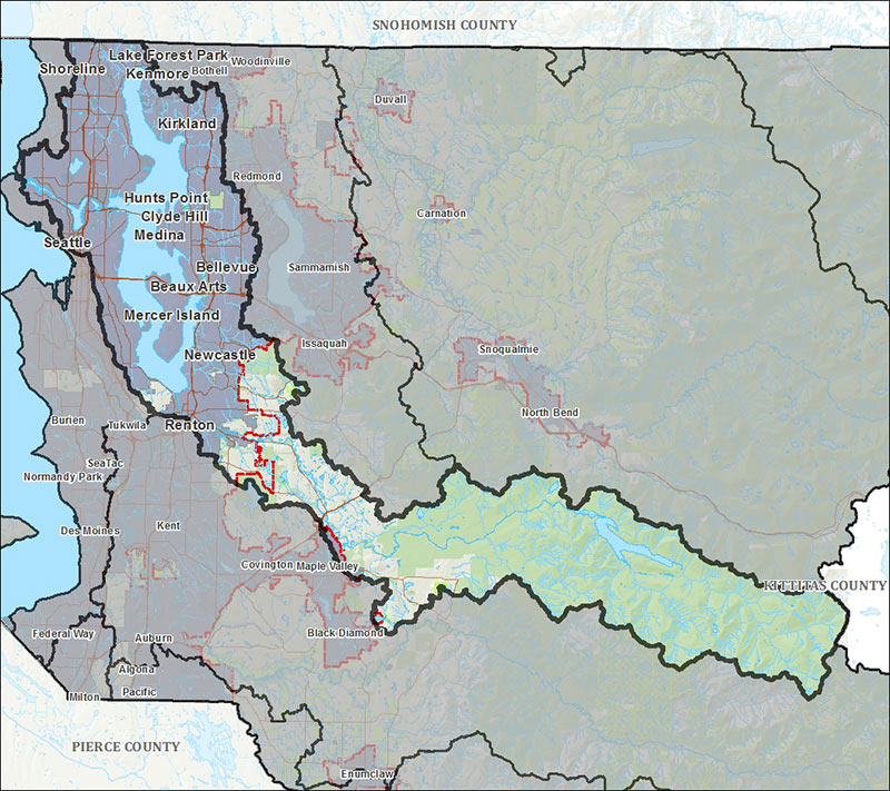 Map of 2Cedar River Lake Washington Service Area