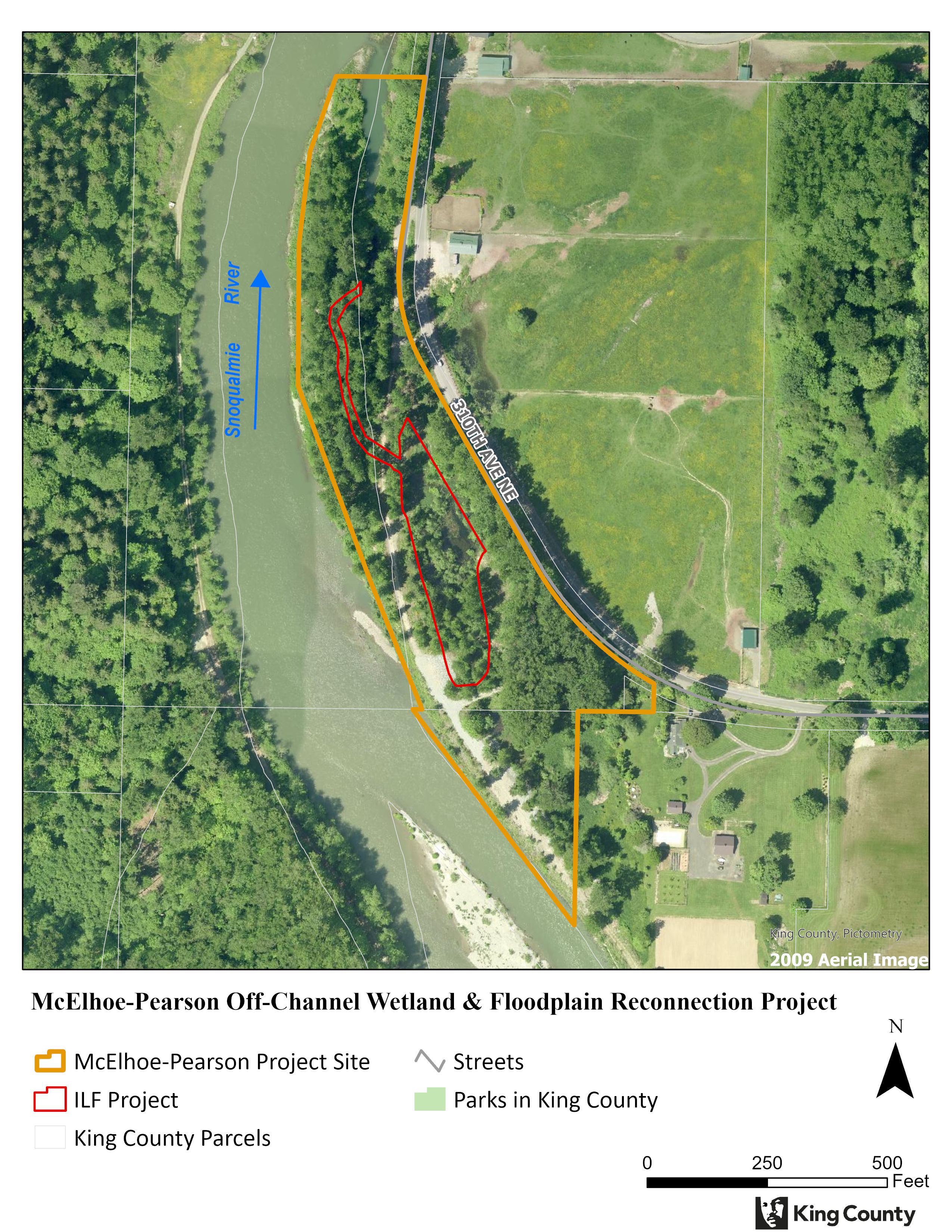 Pre-project aerial imagery of McElhoe Pearson Mitigation Project