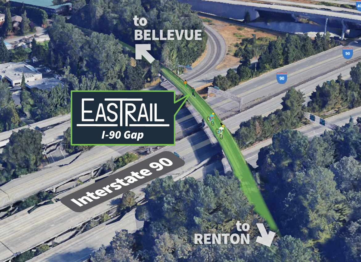 EasTrail bridge over Interstate 90 to connect Bellevue with Newcastle and Renton