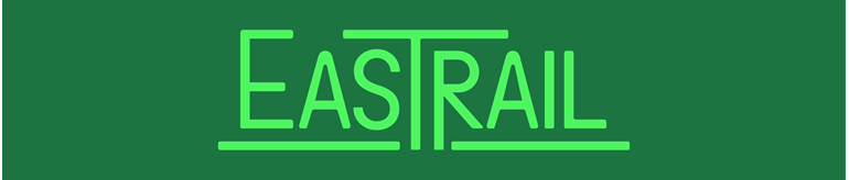 Light green stylized text reading "Eastrail" on a dark green background