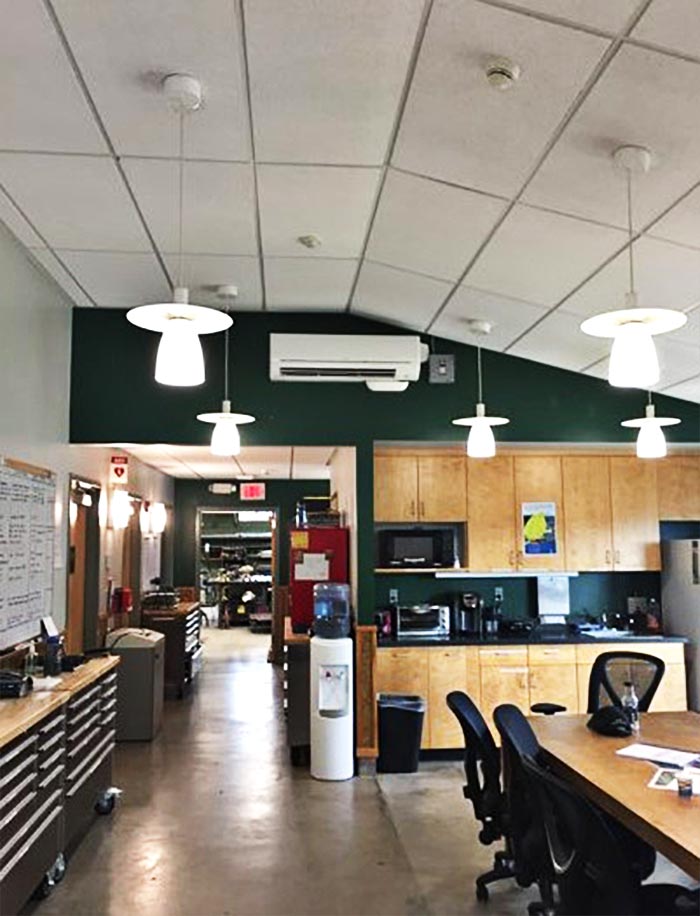 Image of the employee break room at the North Utility Maintenance Facility at Marymoor Park in Redmond, WA - the first Zero Energy certified project in King County.