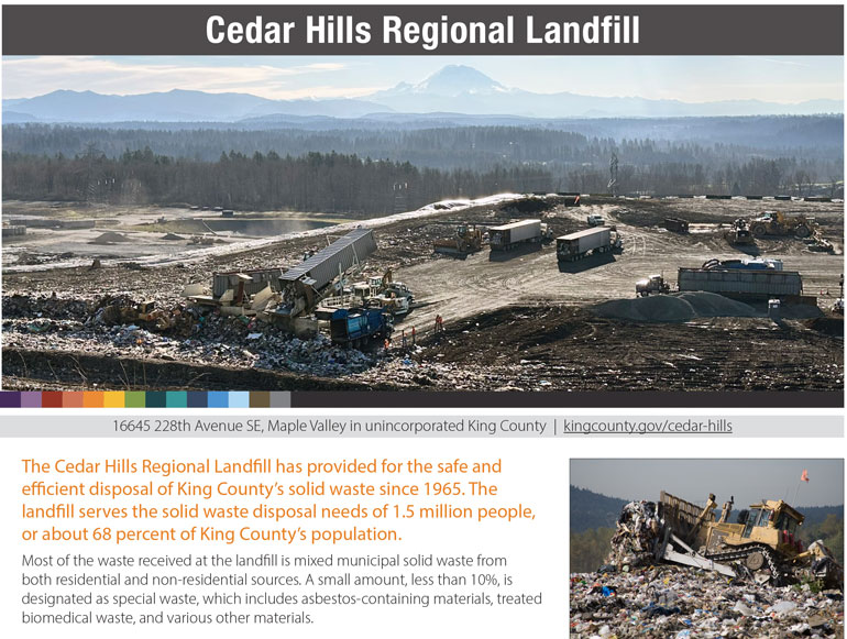 Cover page to the Cedar Hills Regional Landfill fact sheet, from King County's Solid Waste Division