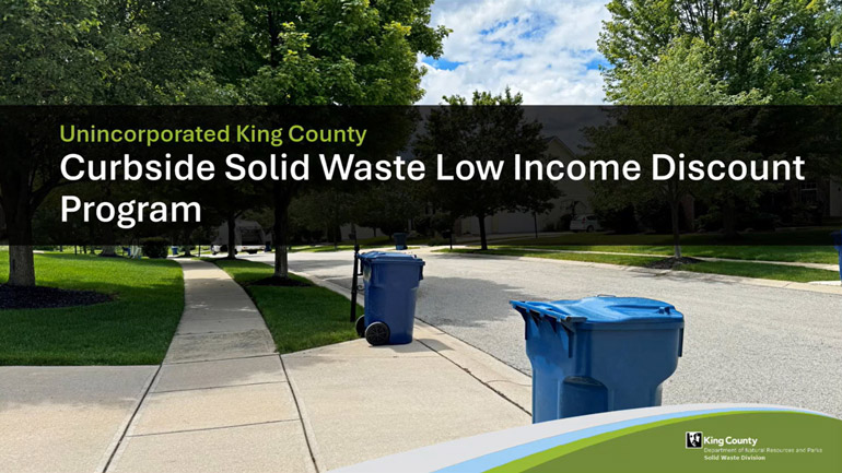 Screenshot of a slide from the Curbside Solid Waste Low Income Discount Program community presentation