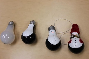 Eco-tastic lightbulb penguin ornaments