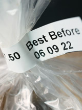 image of a Best Used By date printed on a bread bag tie