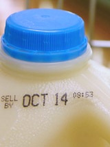 image of a milk jug with a Sell By date
