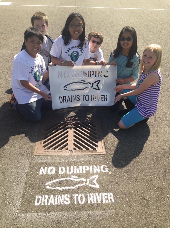 Students at Lakeland Hills Elementary in Auburn stenciled storm drains