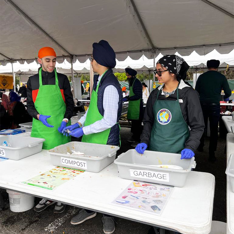 Khalsa Gurmat students helped sort waste at a large community event in Federal Way