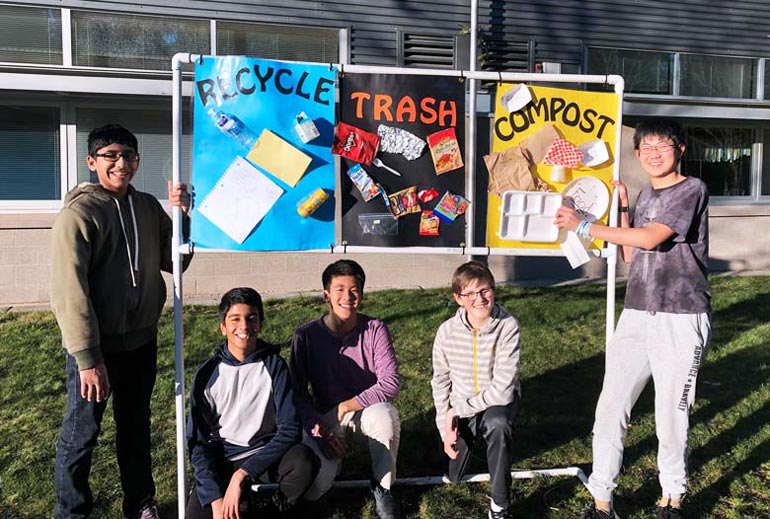 Students at Pacific Cascade Middle in Issaquah created a stand and 3-D signs for cafeteria sorting