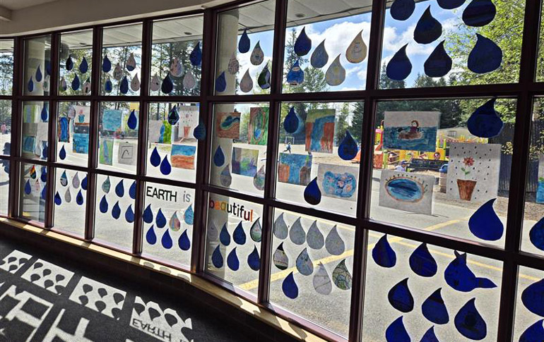 Water conservation wall at Albert Einstein Elementary in Lake Washington.