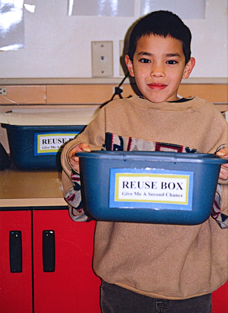 Classroom paper reuse box at Crestwood Elementary in Kent School District