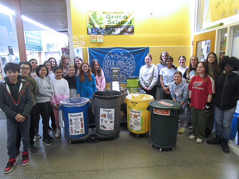 Students on the Green Team at Environmental & Adventure School during the 2023-24 school year