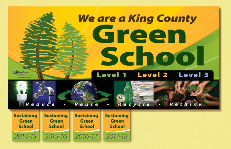Green Schools banner with Sustaining Green School ribbons