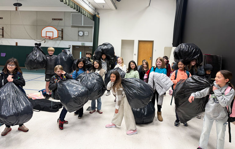 Students at Lakeridge Elementary collect plastic film for recycling to divert it from the landfill!