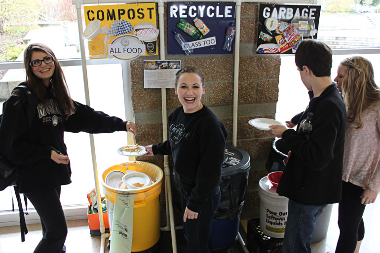 Cafeteria sorting station at Mercer Island High School
