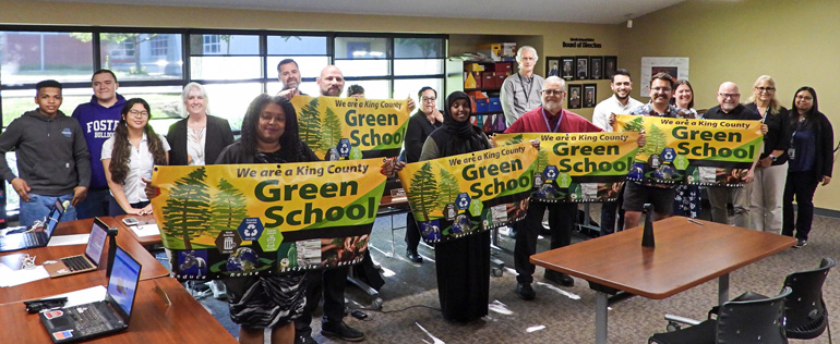 Image showing a Green Schools Program recognition ceremony at a Tukwila School Board meeting