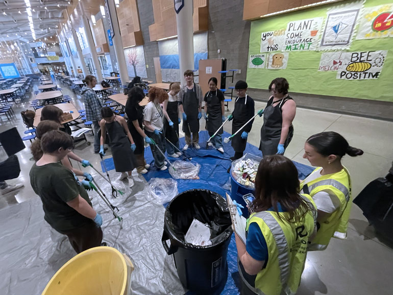 Students at Shorewood High School conduct annual waste audit.