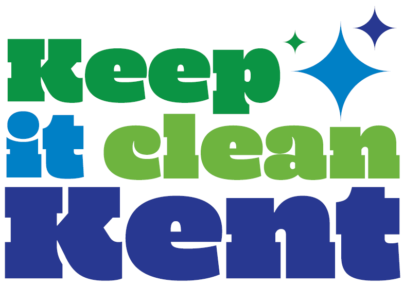 A logo with a blue sparkle reads in blue and green text that says "Keep it clean Kent"