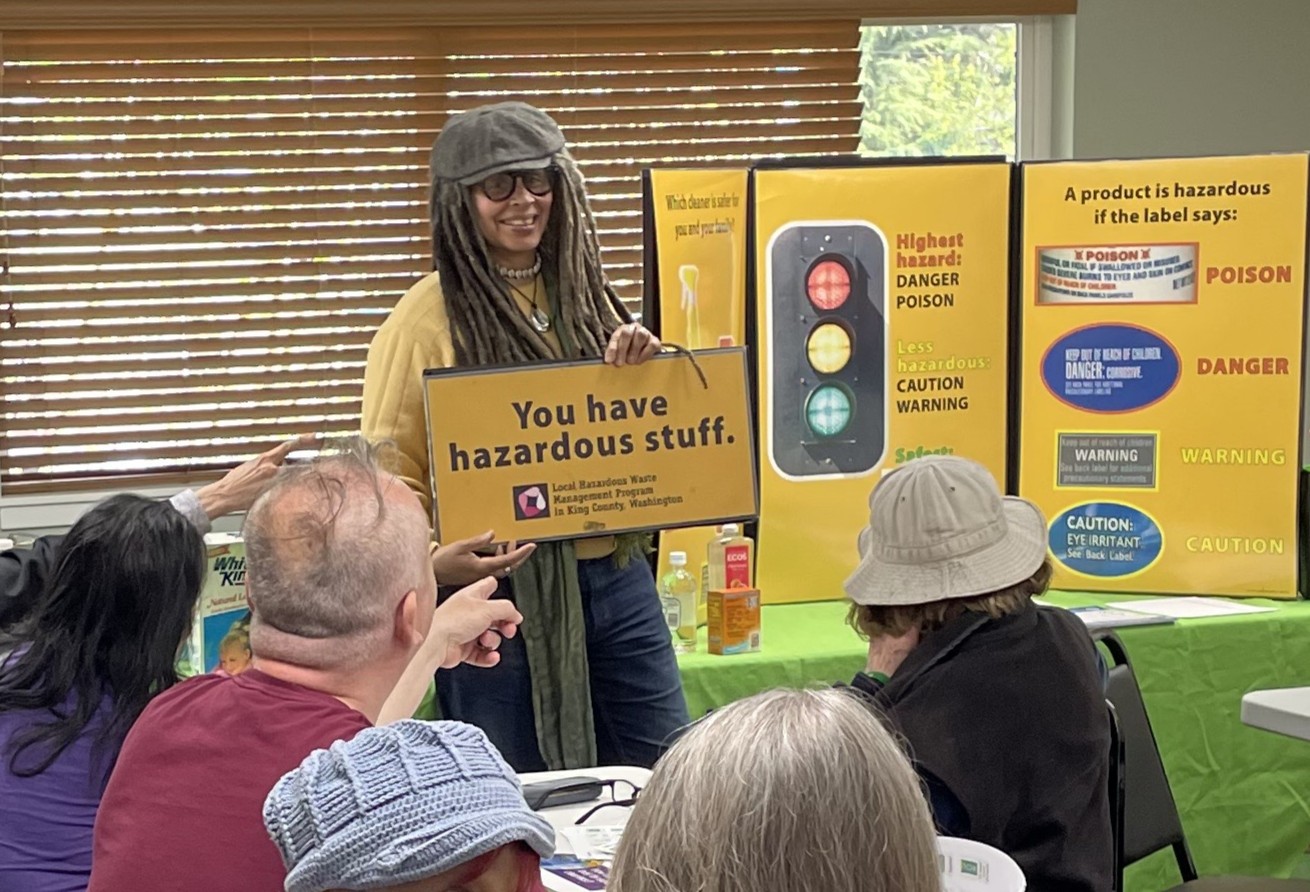 Hazardous Waste Management Program Educator Consultant Jourdan Imani Keith leads a community workshop.