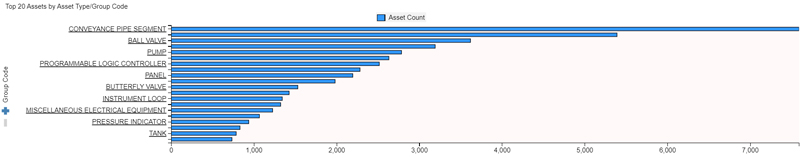 Bar chart displaying top 20 assets by asset type or group code