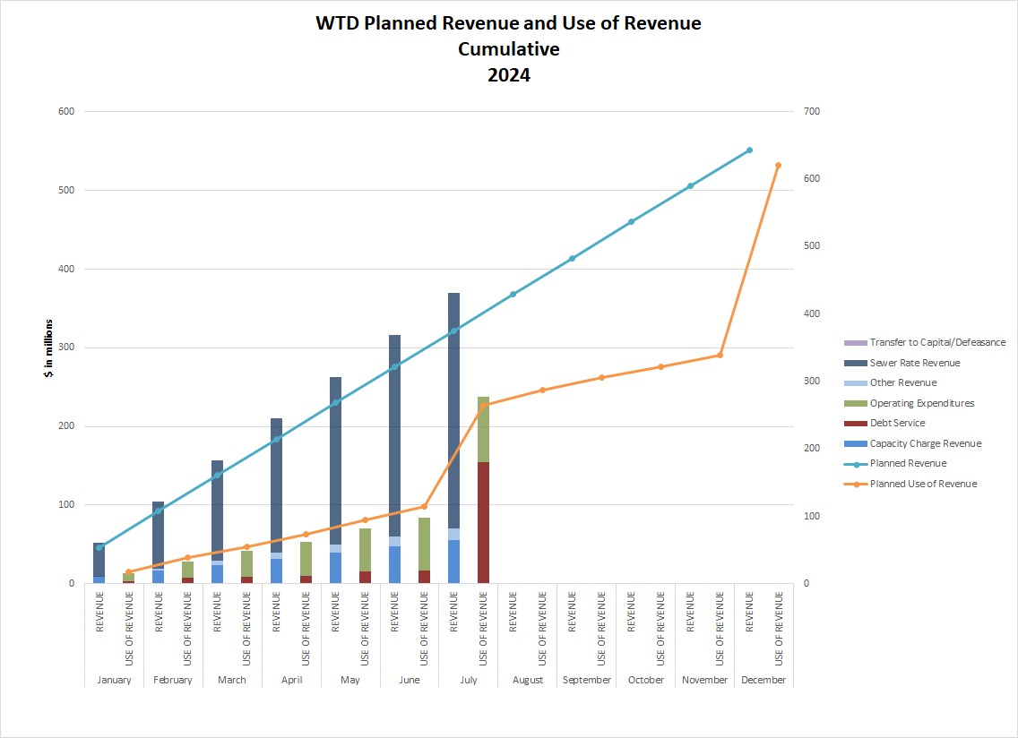 WTD planned revenue and use of revenue (cumulative by month)