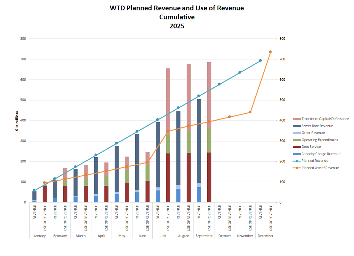WTD planned revenue and use of revenue (cumulative by month)