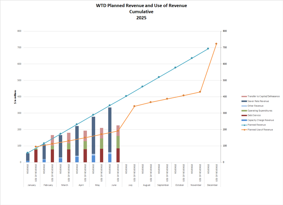 WTD planned revenue and use of revenue (cumulative by month)