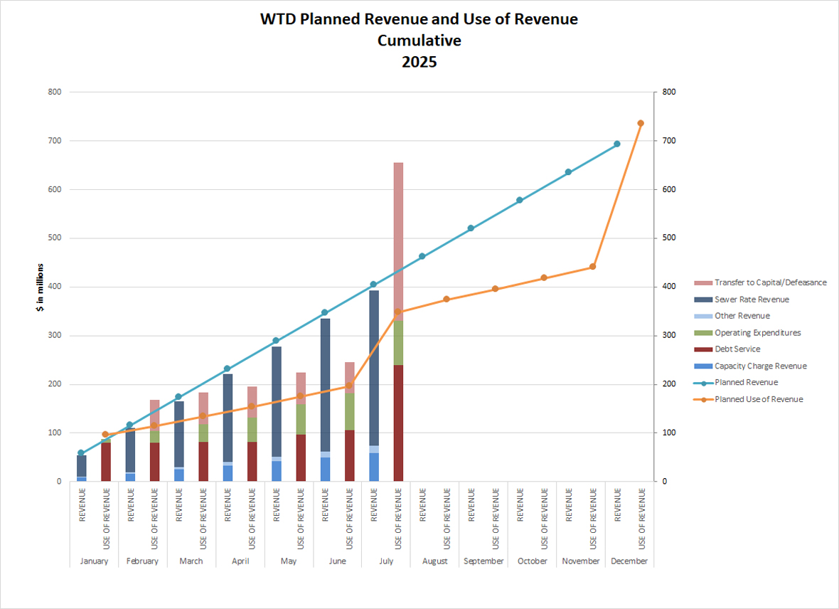 WTD planned revenue and use of revenue (cumulative by month)
