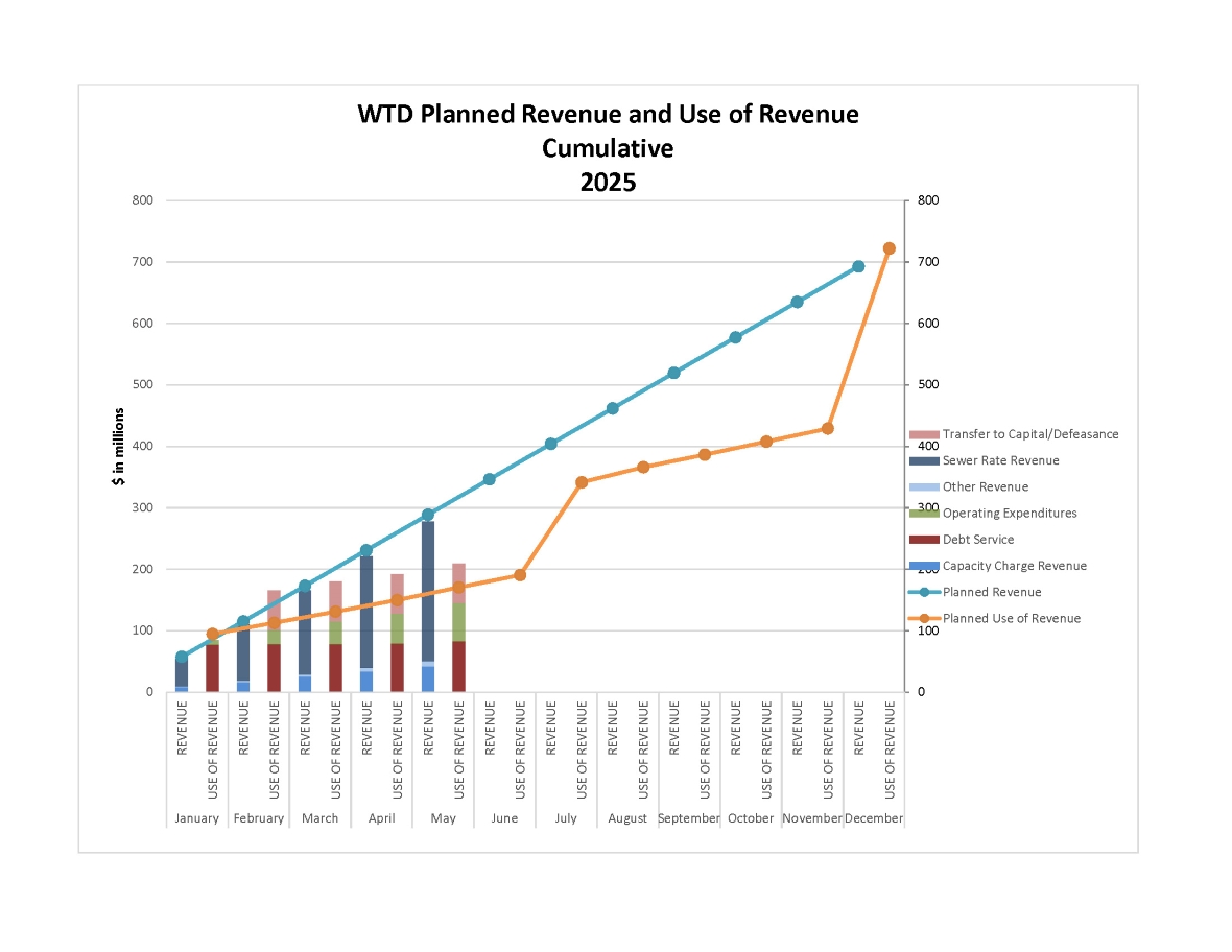WTD planned revenue and use of revenue (cumulative by month)