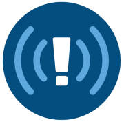 An icon of an exclamation mark with alert waves, representing emergency preparedness.