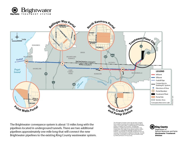 map of the Brightwater conveyance and treatment system