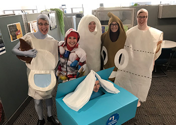 education team dressed up in costumes