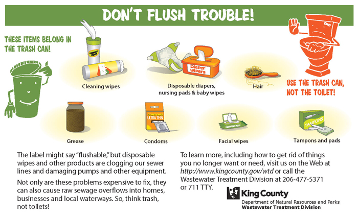 Don't flush trouble. List of items that belong in the trash can and not the toilet.