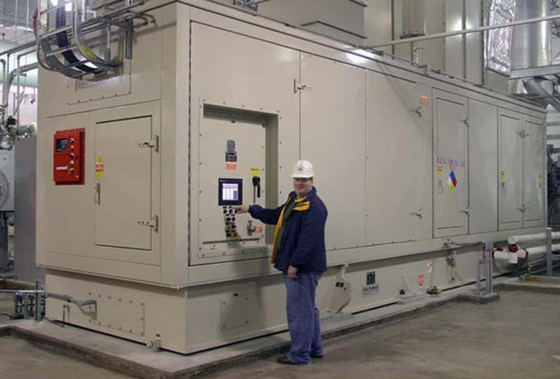 Biogas from the digesters at South Plant can be sent to the co-generation system to be converted into electricity and heat. 