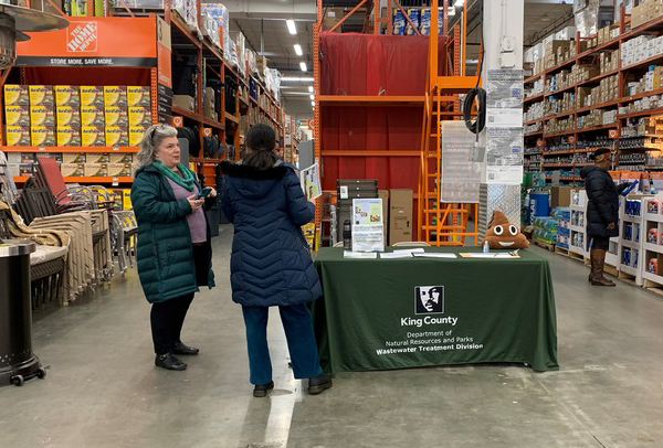 King County staffed a table at Home Depot (in SODO) to share information about the Mouth of Duwamish Wet Weather Facilities. 