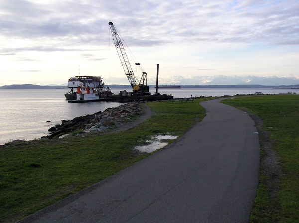 Dredging barge offshore