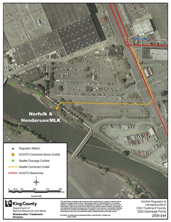 Aerial photo & map of Norfolk Street Regulator Station CSO Discharge Point