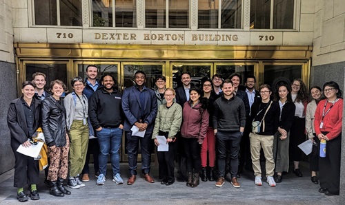DPD's 2024 summer interns gather outside the department's office for a group photo