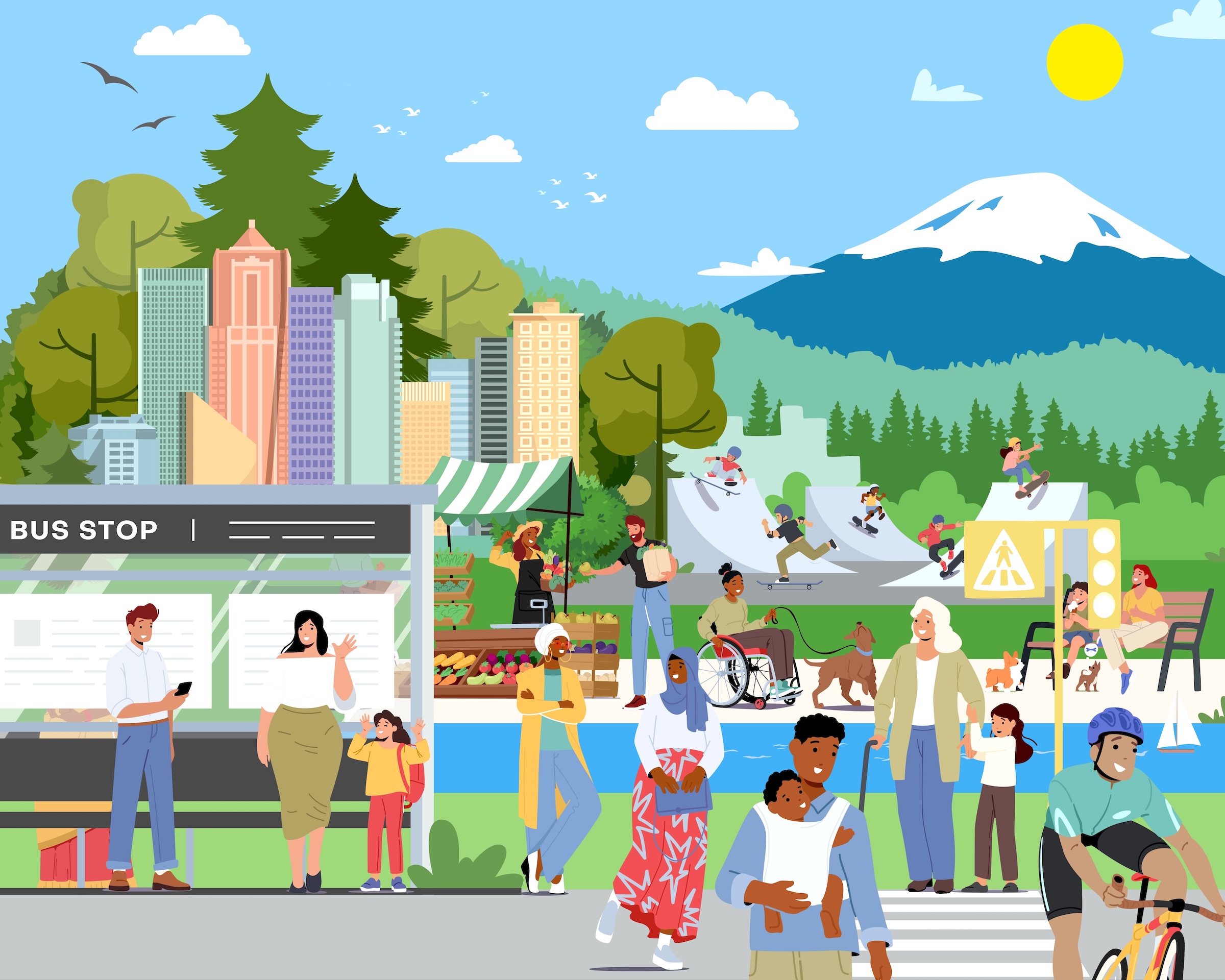 Page banner showing cartoon image of people living in King County. Image used in the Community Health Improvement Plan webpage