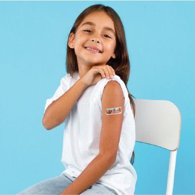 A child showing having just received vaccine