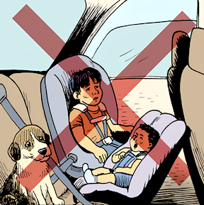Don't leave children and pets in hot cars