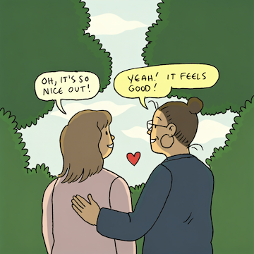 Cartoon representation about a parent's story of long COVID
