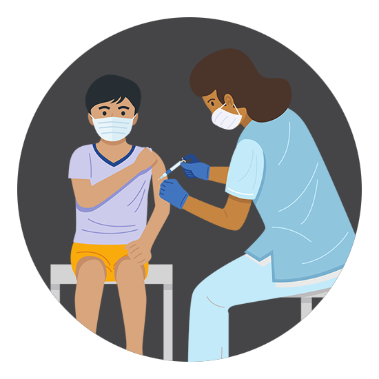 Young child having a vaccine administered