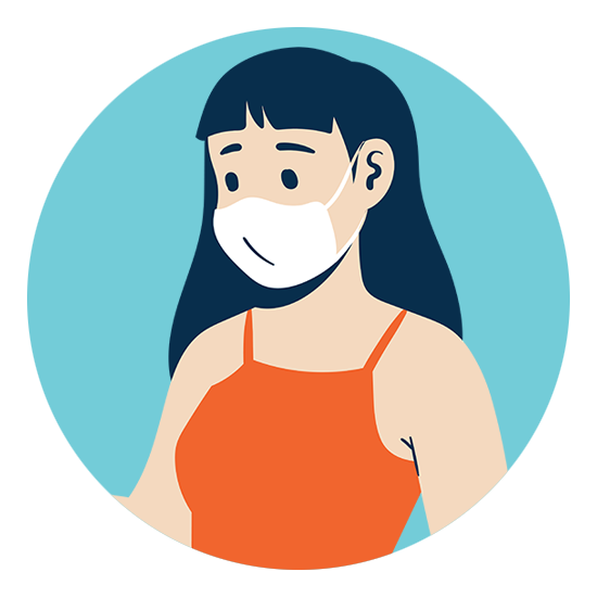 woman wearing a mask over nose and mouth