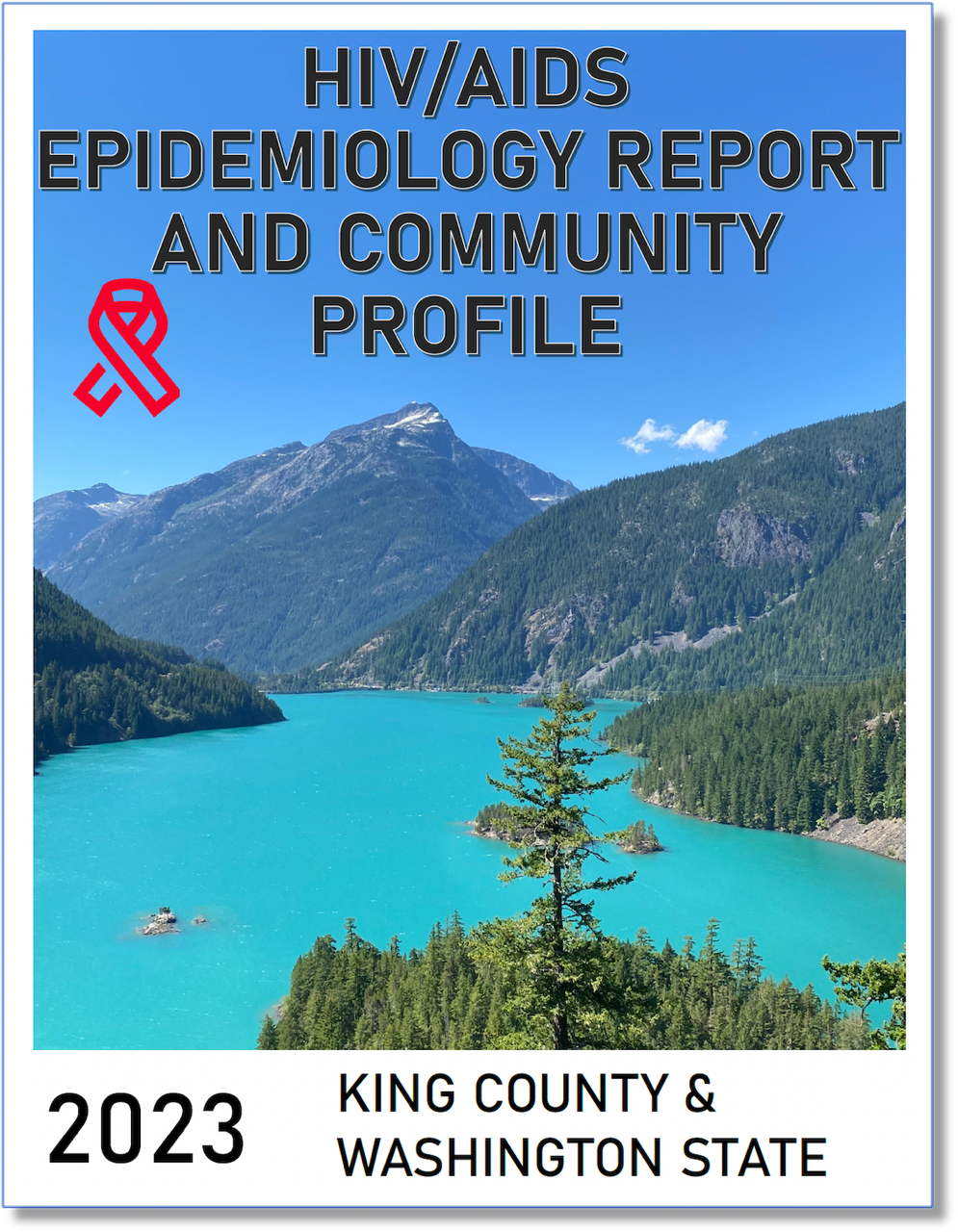 Screenshot of the cover for the 2023 HIV/AIDS Epidemiology Report and Community Profile